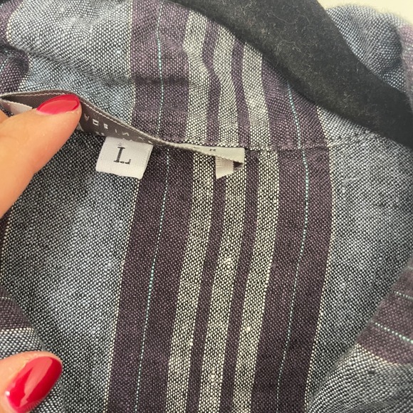 Bryn Walker $168 Mirren Barcelona Tunic 100% Linen Striped Shirt Top Size Large - Picture 6 of 10